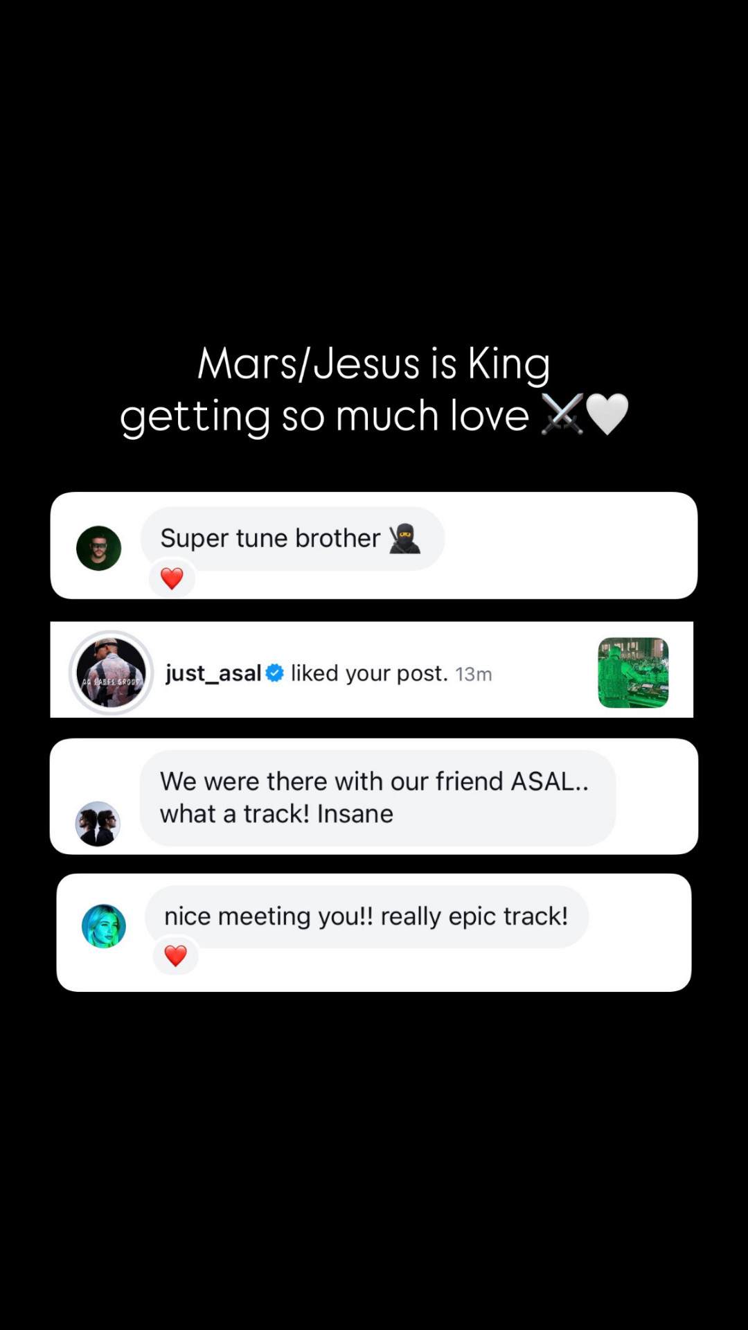 Alexandros, Layla Benitez, Aphoteosis, and Asal showing love for Auscultate's work